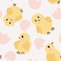 Little cute chicks seamless vector pattern.