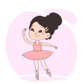 Little cute child ballerina girl concept hand drawn vector illustration Royalty Free Stock Photo