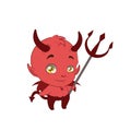 Little cute devil holding a pitchfork Royalty Free Stock Photo