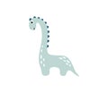 Little cute dinosaur. Vector scandinavian illustration for coloring drawing image cartoon. Kids blue dino image isolated