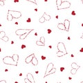 Little cute and doodle red hearts on light background. Seamless repeat pattern, perfect for valentineÃÂ´s day invitation, cards and