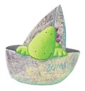 Little cute dragon in the boat