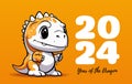 Little cute dragon symbol of 2024. Year of the Dragon