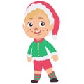 Little cute elf isolated icon on white background. Christmas vector cartoon illustration. Dwarf in elf costume Royalty Free Stock Photo