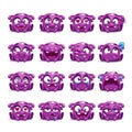 Little cute funny purple alien emotions set.