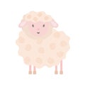 Little cute funny sheep in simple cartoon style vector illustration for children, farm pink animal Royalty Free Stock Photo