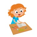 Little cute genius. Vector illustration of adorable happy little girl