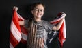 Little girl with the American flag Royalty Free Stock Photo