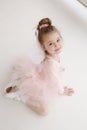 Little cute girl in class in ballet studio Royalty Free Stock Photo