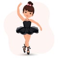 Little cute girl dancing ballerina in dress and pointe shoes. Illustration vector Royalty Free Stock Photo