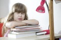 Little cute girl doing homework Royalty Free Stock Photo