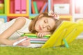 Cute girl doing homework Royalty Free Stock Photo