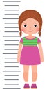 Little cute girl measuring height