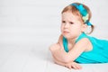 Little cute girl offended, angry frown Royalty Free Stock Photo