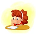 Little cute girl reading book. Education concept