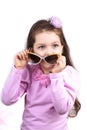 Little cute girl in sunglases isolated Royalty Free Stock Photo