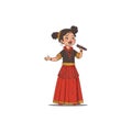 Little cute girl in a traditional wear singing a song vector illustration
