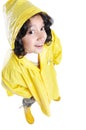 Little cute girl with yellow hood Royalty Free Stock Photo