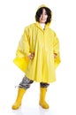 Little cute girl with yellow hood Royalty Free Stock Photo