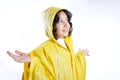 Little cute girl with yellow hood Royalty Free Stock Photo