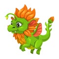 Little cute green dragon. Fantasy animal. Funny cartoon flying monster. Royalty Free Stock Photo