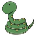 Little Cute Green Snake Baby Color Illustration