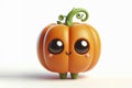 little cute happy pumpkin 3d character with bulging eyes on solid a white background. ai generative Royalty Free Stock Photo