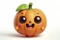 little cute happy pumpkin 3d character with bulging eyes on solid a white background. ai generative Royalty Free Stock Photo