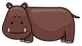 Little Cute Hippo Baby Color Illustration