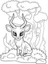 Little cute impala antelope, coloring book, funny illustration