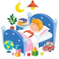 Little Cute Kid Sleeping At Bed Royalty Free Stock Photo