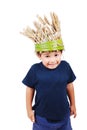 A little cute kid with wheat hat Royalty Free Stock Photo