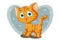 Cute orange cat with green eyes design animal cartoon vector illustration Royalty Free Stock Photo