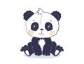 Little cute panda bear cub, sitting baby toy, vector flat cartoon illustration isolated on white background. Royalty Free Stock Photo