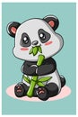 A little cute panda eating bamboo illustration Royalty Free Stock Photo