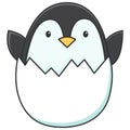 Little cute penguin peeks out of the egg. Vector illustration Royalty Free Stock Photo