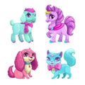 Little cute pets icons set.