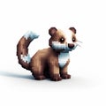 Cute 8-bit Pixel Ferret Cartoon On White Background