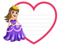 Little cute princess blank heart shape border isolated