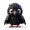 Little Cute Raven: High-quality Cartoon Bird With Zbrush Style