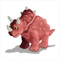 Little cute red triceratops. Cartoon dinosaur picture. Cute dinosaurs character. Flat vector illustration isolated on Royalty Free Stock Photo