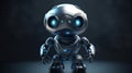 Little cute robot. Lovely Robotic Toy. Concept art of funny personal assistant robot. 3d illustration Generative AI