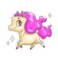 Little cute running horse with pink hair. Royalty Free Stock Photo