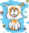 Little cute shaggy puppy dog - colorful sketch