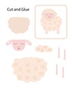 Little cute sheep cartoon style papercraft, cut and glue educational activity for children Royalty Free Stock Photo