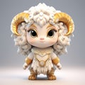 High-quality 3d Model Of Libra Chibi Gold Horned Sheep
