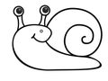 Little cute smiling snail - vector linear picture for coloring for children.