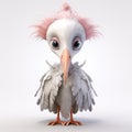 Little Cute Stork: Adorable Bird Animation With Pink Hair