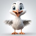 Little Cute Stork: High-quality 3d Duck In Fantasy Style