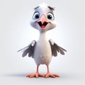 Little Cute Stork - High-quality 3d Rendered Bird In Cartoonish Innocence Style